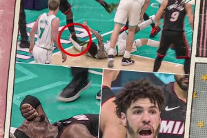 导致后者回归成疑😧三球伸手绊倒阿德巴约！引发争议！